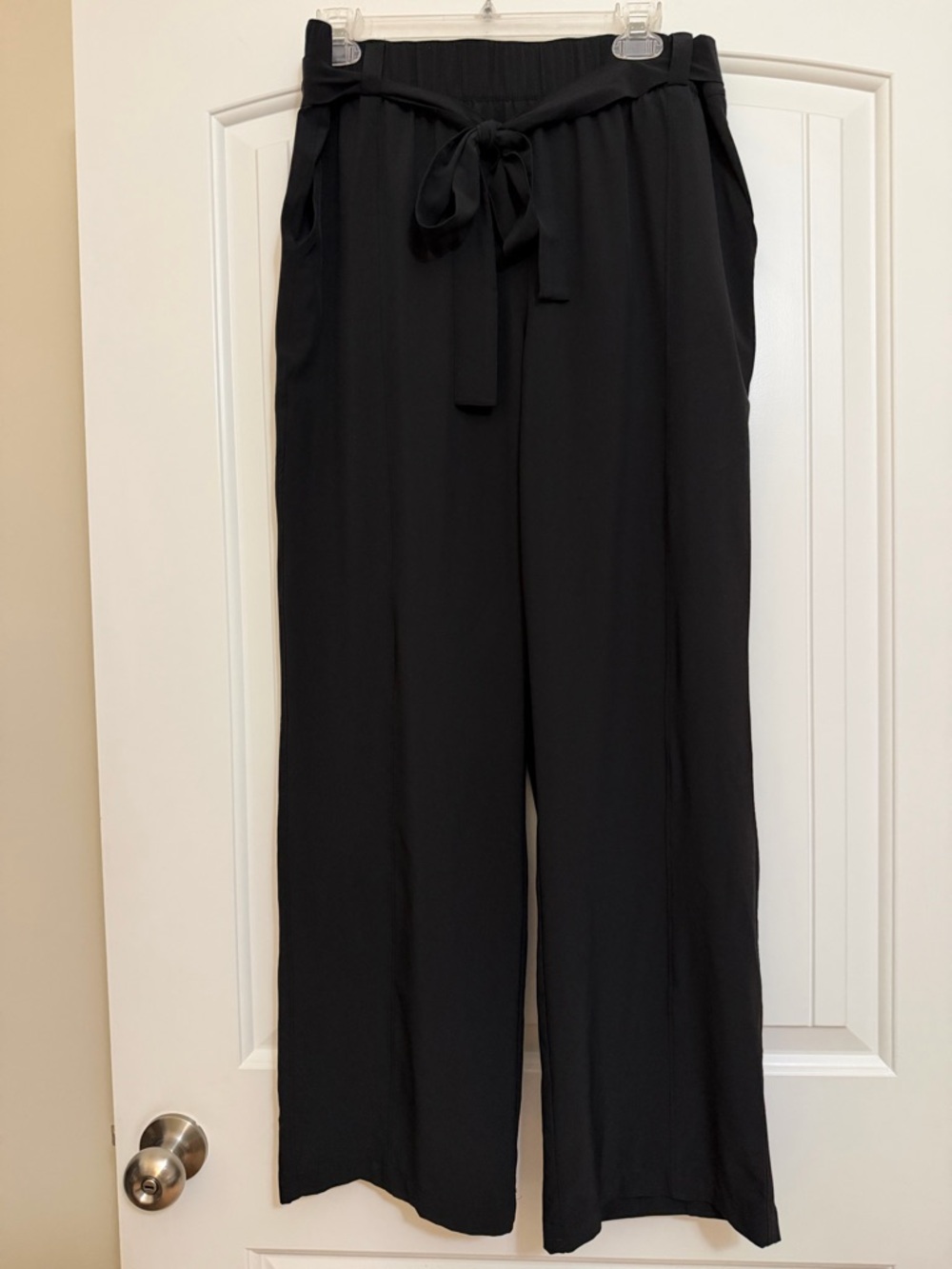 Talbots Black Wide-Leg Elastic Tie-Waist Pants Sz Large